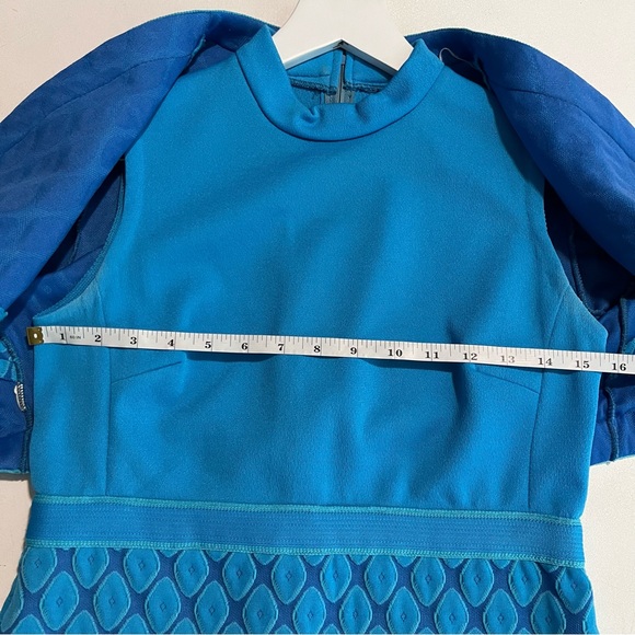 Vintage Blue Geometric Print Dress and Jacket Belfry By Gerald Pierce - Picture 12 of 16